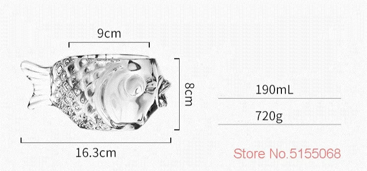 Creative 3D Transparent Fish Shape Bar Cocktail Glass