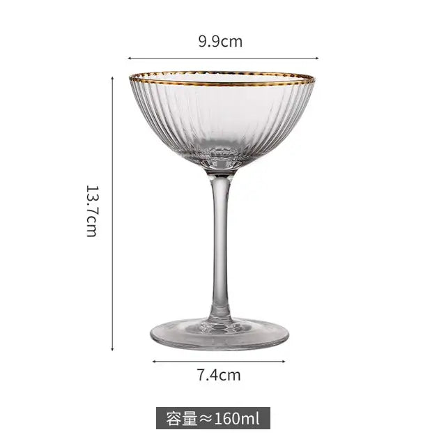 Cocktail Glass Goblet with Gold Rim Crystal Glass Cup