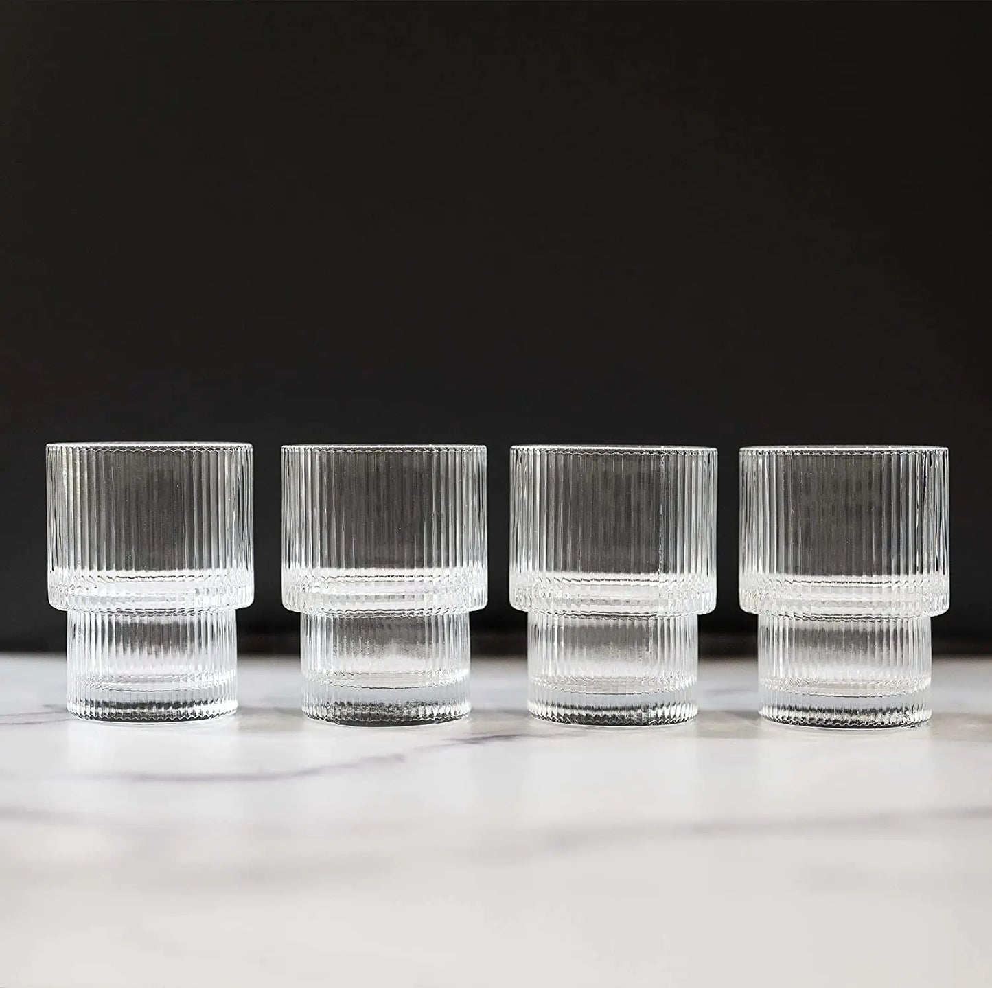 Short Stackable Ripple Drinking Glass