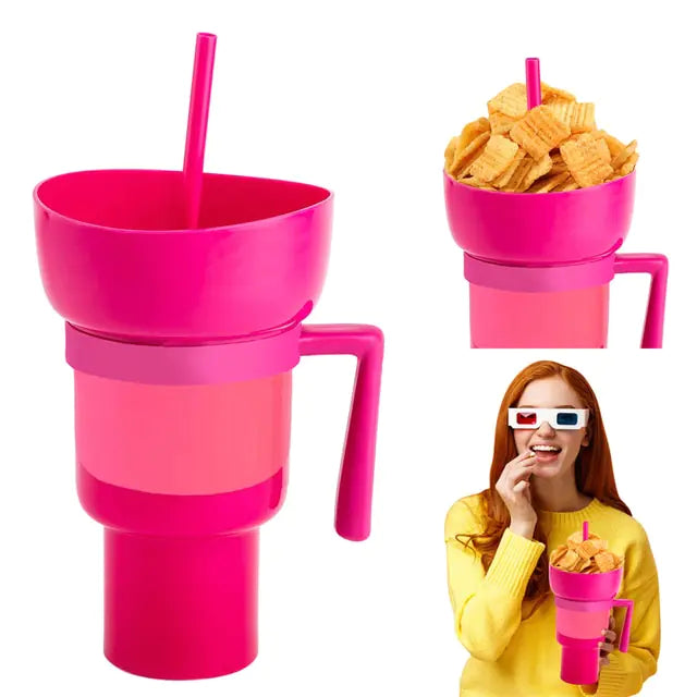 New 2 In 1 Snack Bowl Drink Cup